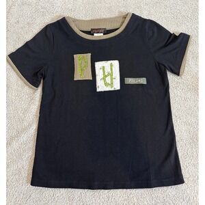 Phidias‎ Paris Black Crew Neck Shirt Y2K Preppy Chic Made France